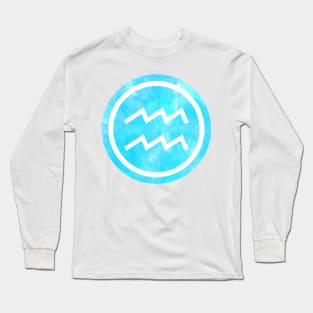 Blue Watercolor Zodiac - Aquarius Long Sleeve T-Shirt